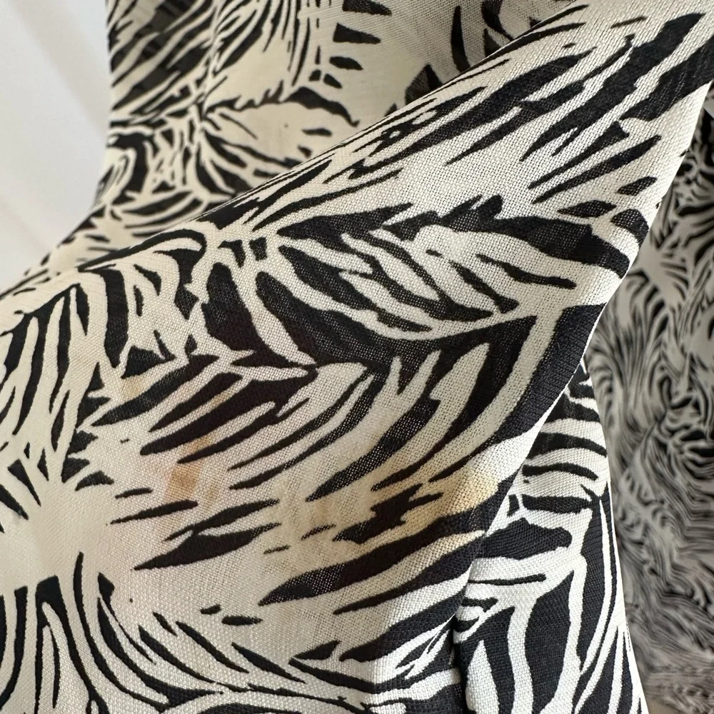 Black & White Vintage Leaf-Print Women's Mini Dress